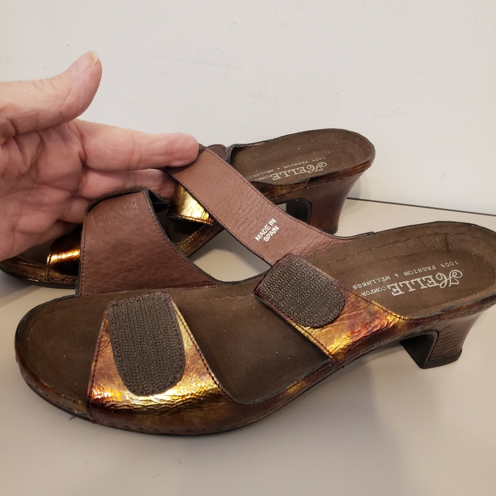 NEW ELLE SHOES MULTI COLOR GOLDS AND BROWNS SIZE 9 VELCRO COMFORT  25.00 OFFER - Picture 3 of 10
